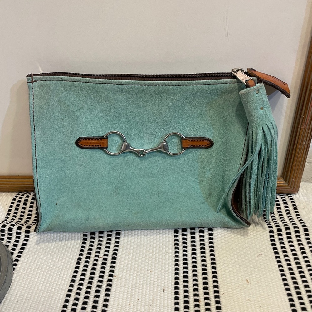 REBECCA RAY Mint Green Clutch with Tassel
